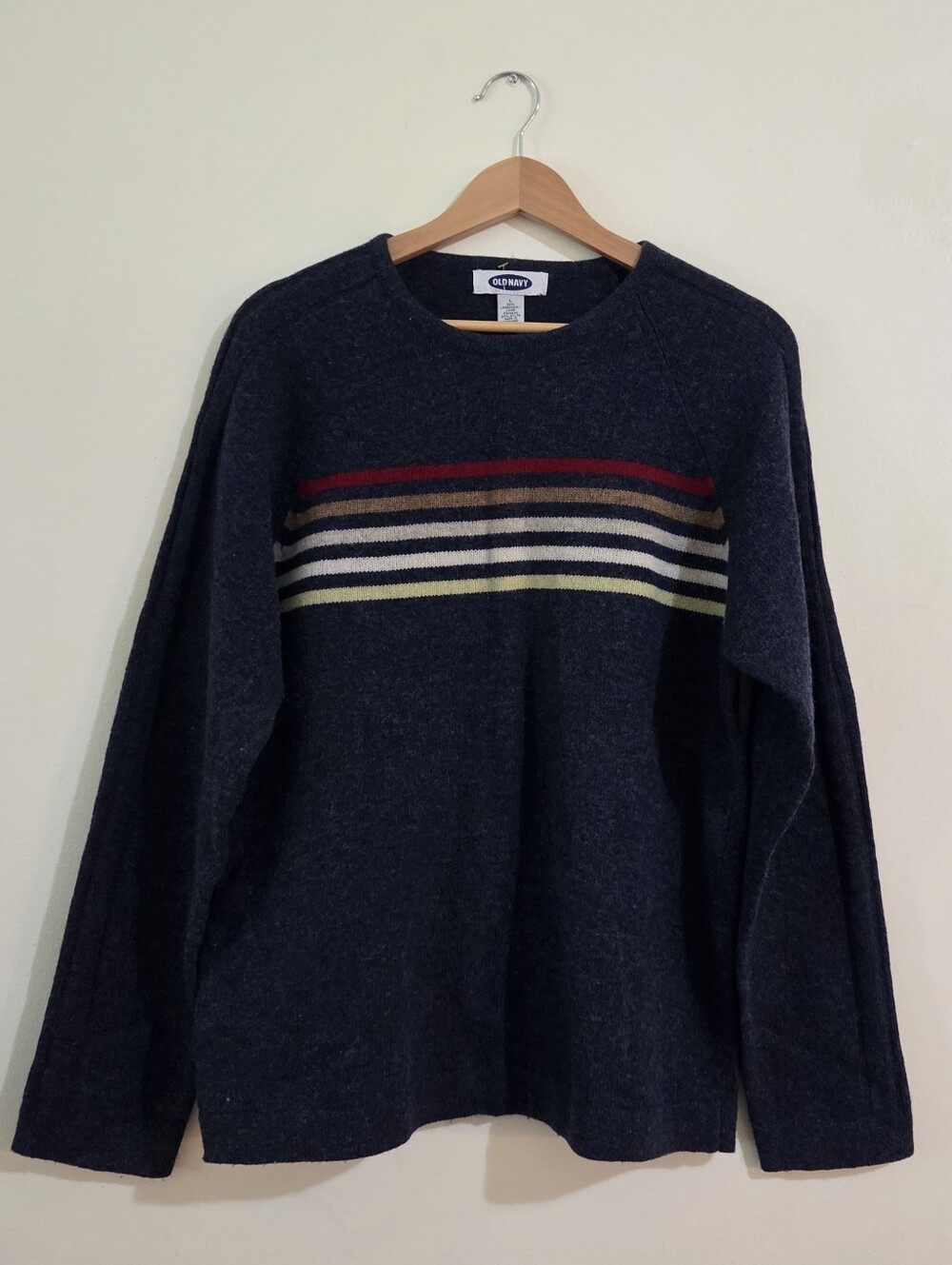 Old Navy Lambs Wool Striped Crewneck Sweater